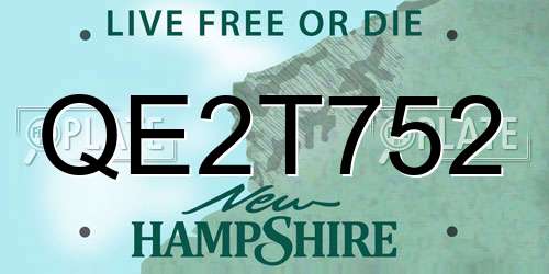 QE2T752 New Hampshire License Plate