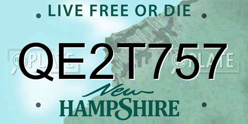 QE2T757 New Hampshire License Plate