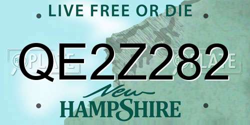 QE2Z282 New Hampshire License Plate