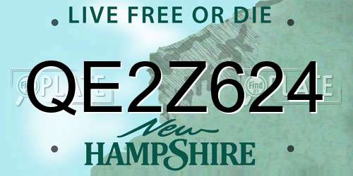 QE2Z624 New Hampshire License Plate
