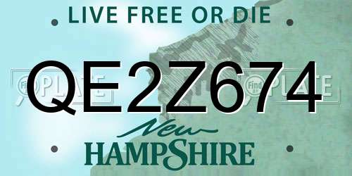 QE2Z674 New Hampshire License Plate