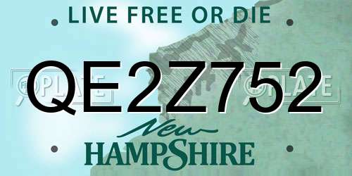 QE2Z752 New Hampshire License Plate