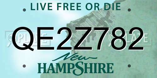 QE2Z782 New Hampshire License Plate