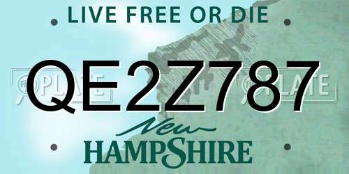 QE2Z787 New Hampshire License Plate