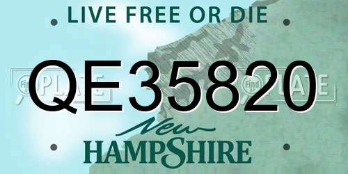 QE35820 New Hampshire License Plate