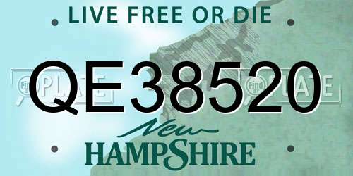 QE38520 New Hampshire License Plate