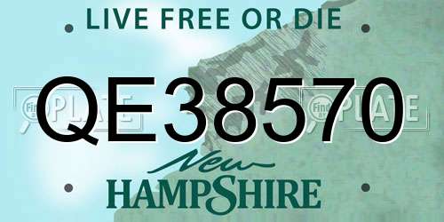 QE38570 New Hampshire License Plate