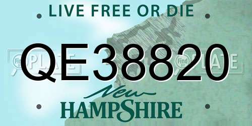 QE38820 New Hampshire License Plate