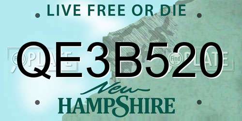 QE3B520 New Hampshire License Plate