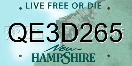 QE3D265 New Hampshire License Plate