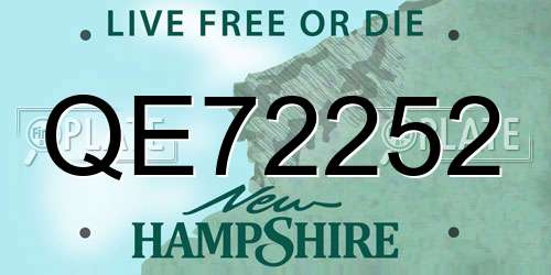 QE72252 New Hampshire License Plate