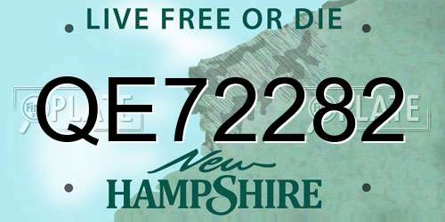 QE72282 New Hampshire License Plate