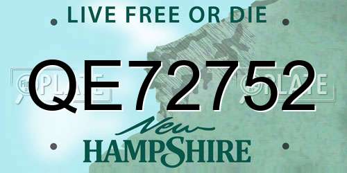QE72752 New Hampshire License Plate