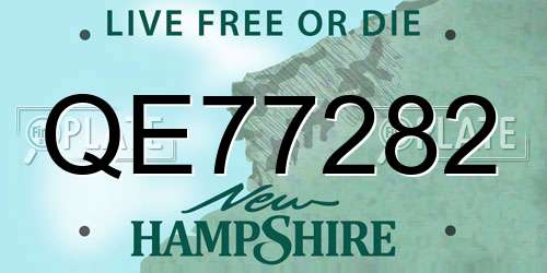 QE77282 New Hampshire License Plate