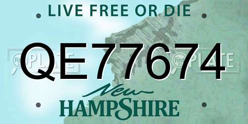 QE77674 New Hampshire License Plate