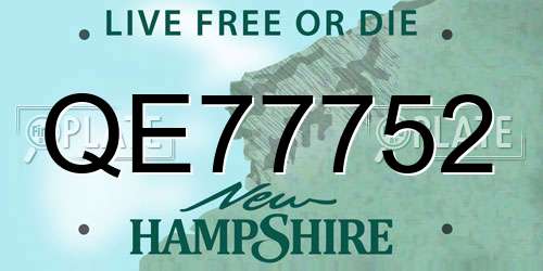 QE77752 New Hampshire License Plate