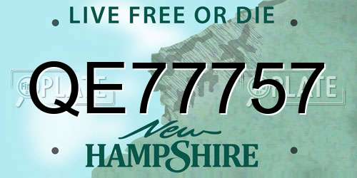 QE77757 New Hampshire License Plate