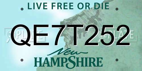 QE7T252 New Hampshire License Plate