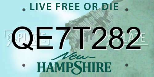 QE7T282 New Hampshire License Plate