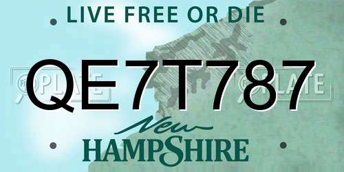 QE7T787 New Hampshire License Plate