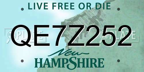 QE7Z252 New Hampshire License Plate