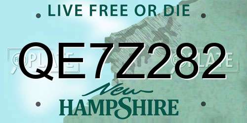 QE7Z282 New Hampshire License Plate