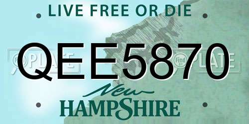 QEE5870 New Hampshire License Plate