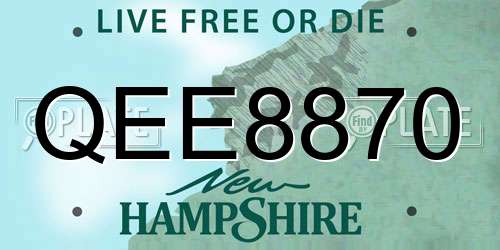 QEE8870 New Hampshire License Plate