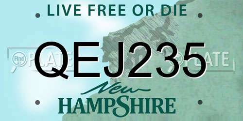 QEJ235 New Hampshire License Plate