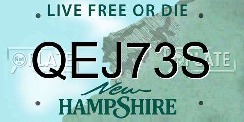 QEJ73S New Hampshire License Plate