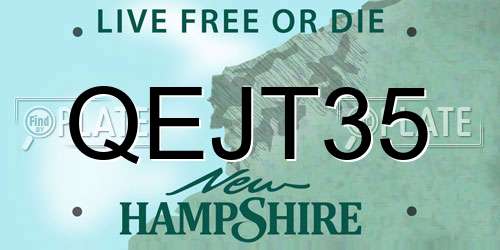 QEJT35 New Hampshire License Plate