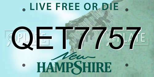 QET7757 New Hampshire License Plate