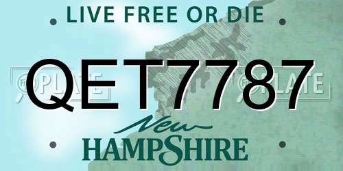 QET7787 New Hampshire License Plate