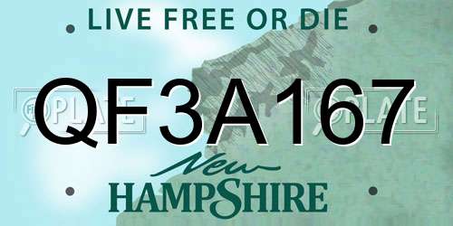 QF3A167 New Hampshire License Plate