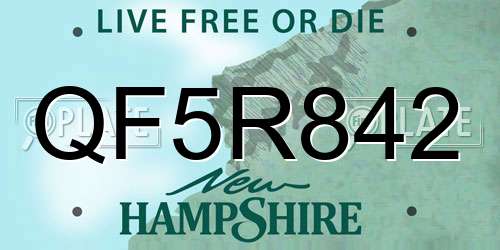 QF5R842 New Hampshire License Plate