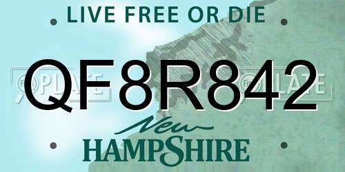 QF8R842 New Hampshire License Plate