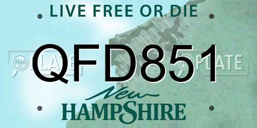 QFD851 New Hampshire License Plate