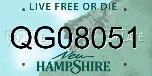 QG08051 New Hampshire License Plate
