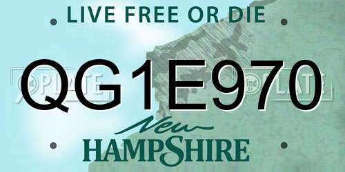 QG1E970 New Hampshire License Plate