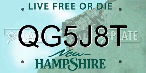 QG5J8T New Hampshire License Plate