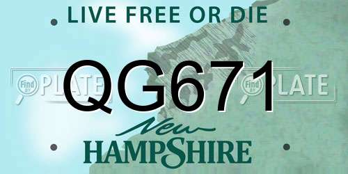 QG671 New Hampshire License Plate