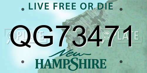 QG73471 New Hampshire License Plate