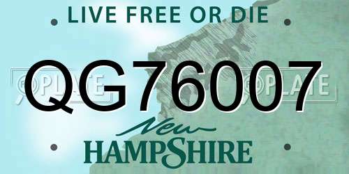 QG76007 New Hampshire License Plate
