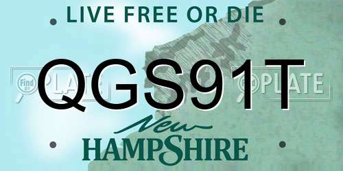 QGS91T New Hampshire License Plate