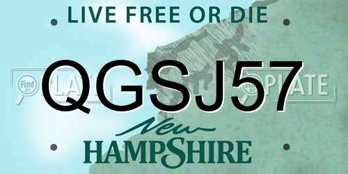 QGSJ57 New Hampshire License Plate