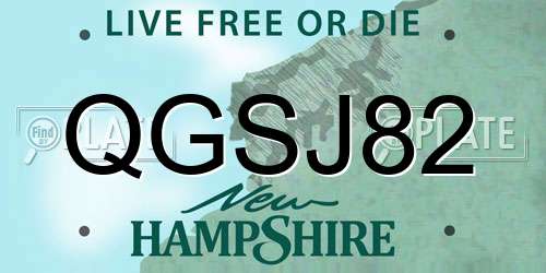 QGSJ82 New Hampshire License Plate