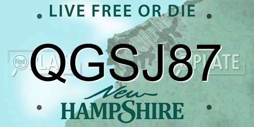 QGSJ87 New Hampshire License Plate