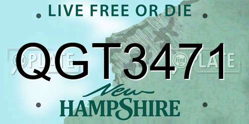 QGT3471 New Hampshire License Plate