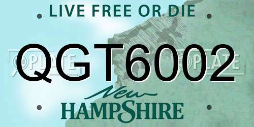 QGT6002 New Hampshire License Plate