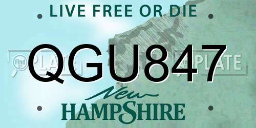 QGU847 New Hampshire License Plate